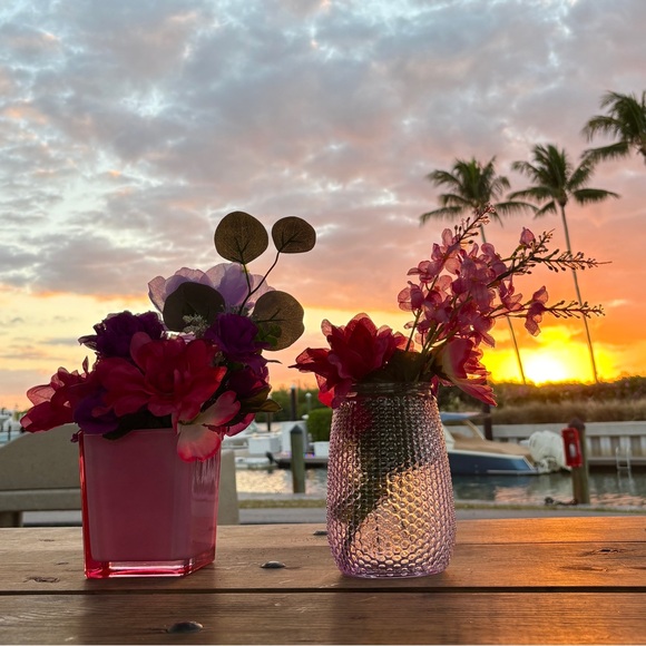 Purple Glass Bouquet Vase Lavender Honeycomb Decor Y2K Flower Accessory Birthday - Picture 3 of 13